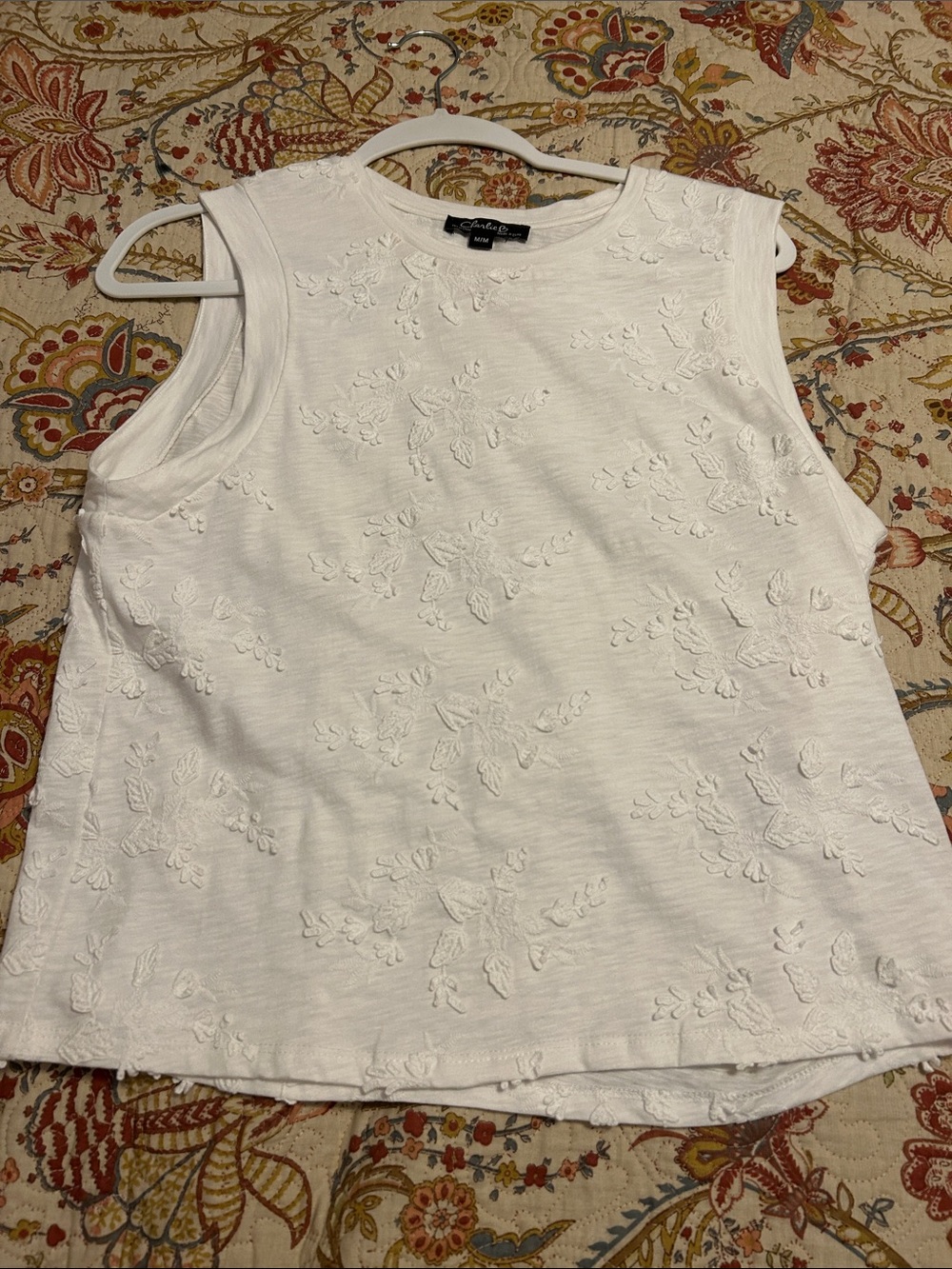 CHARLIE B White Embroidered Sleeveless Tank